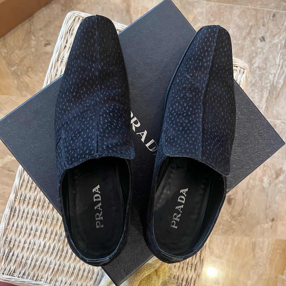 Prada Men's Black Textured Loafers